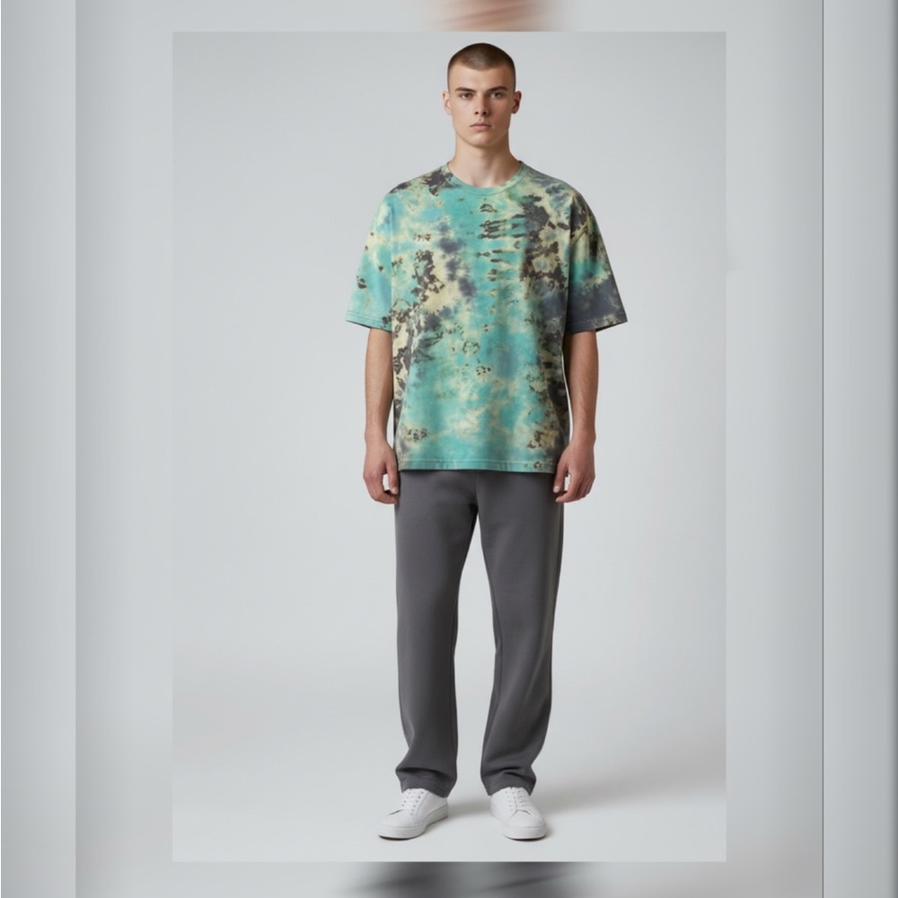 Pamela Louise Handmade Teal Green Tie Dye Shirt L Artisan Tee